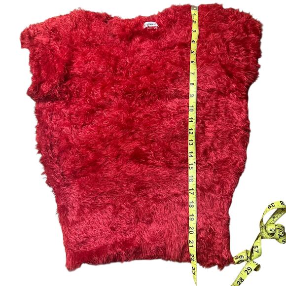 Y2k Roommates Red Shaggy Knit Cropped Layered Top Size Large - Picture 3 of 5